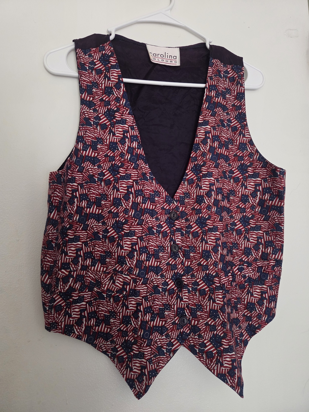 Carolina Colours Women's Red & Blue Flag-Print Button Front Vest